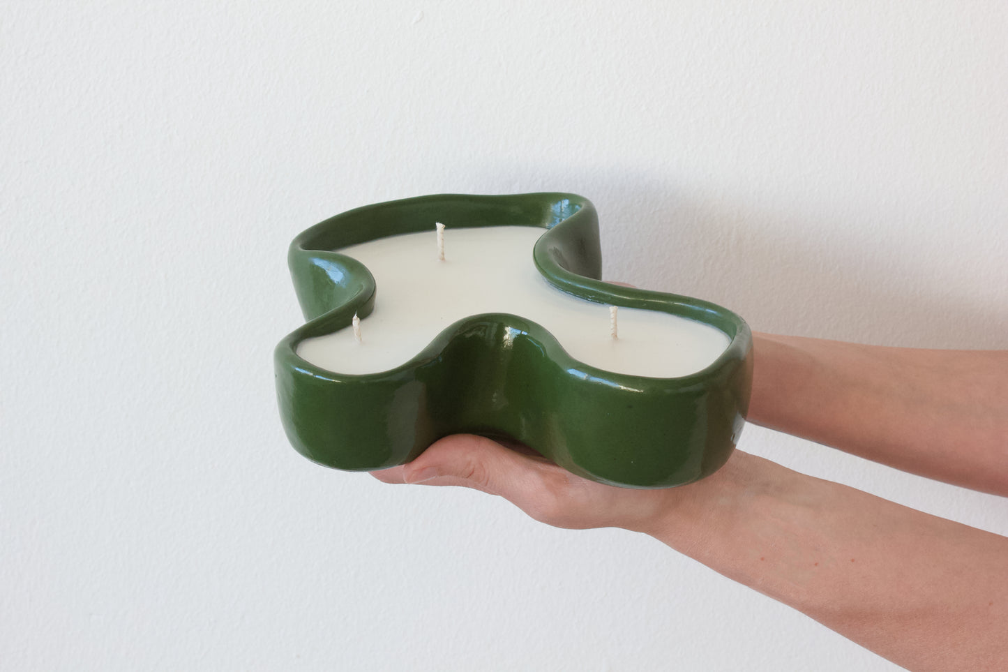 Forest green meander candle