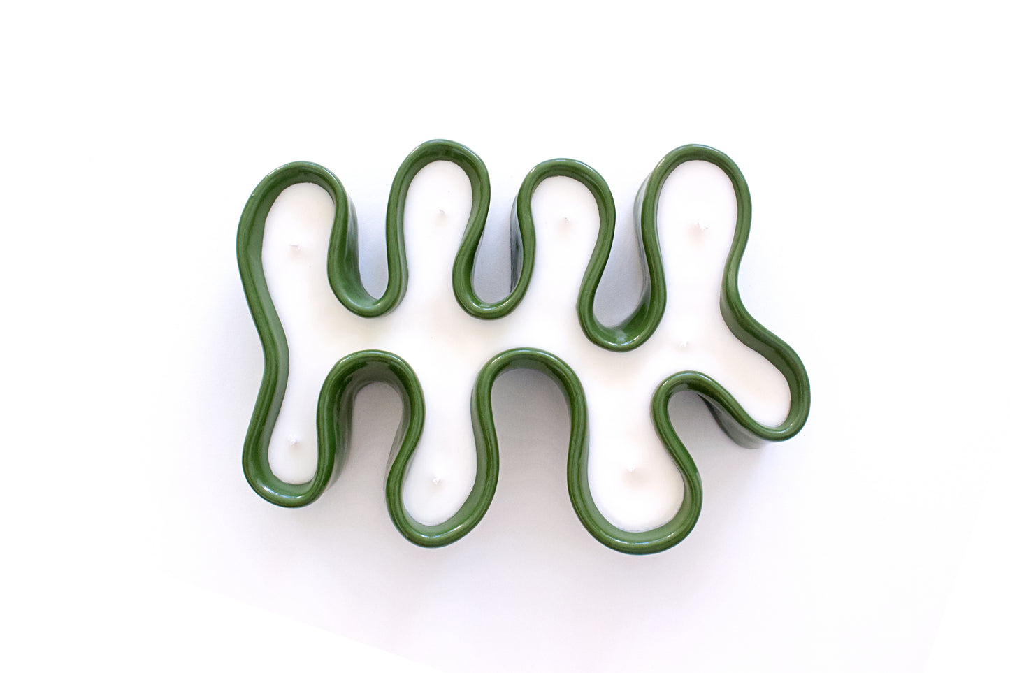 Forest green meander candle